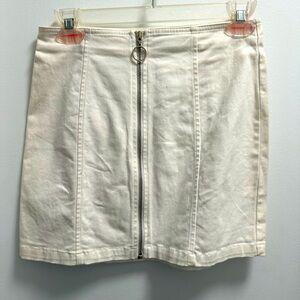 White Zipper up Mini Skirt